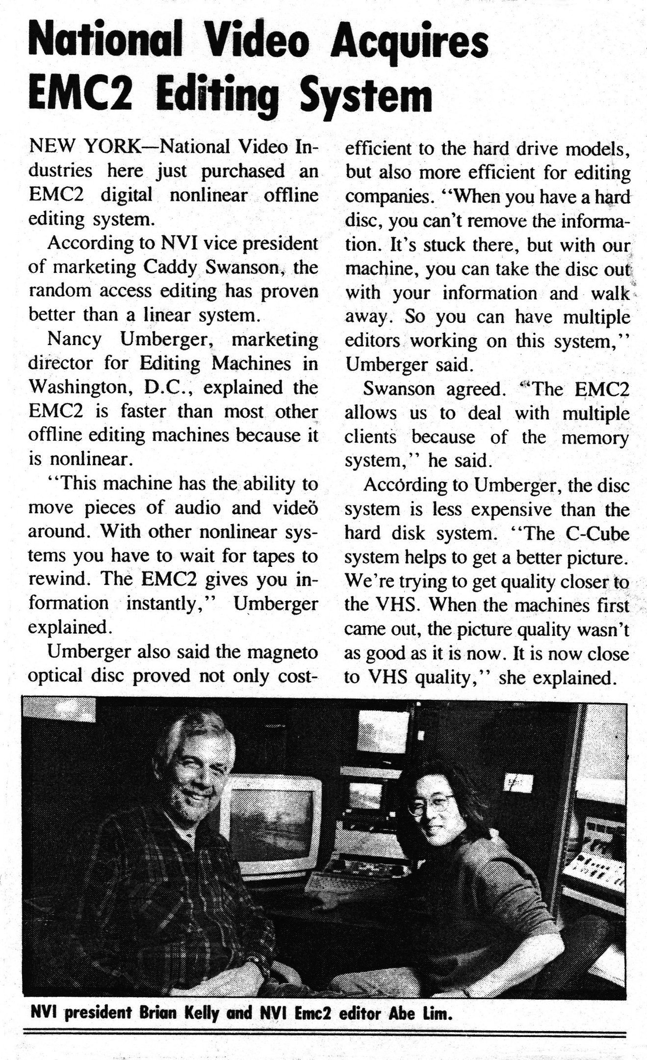 Abraham Lim edits on EMC2 first non-linear video editor, National Video Industries