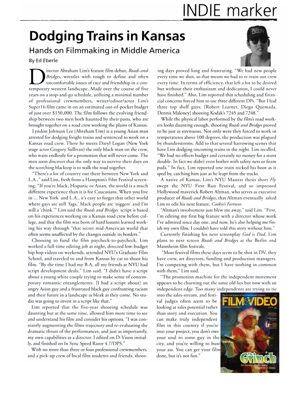 Film & Video Magazine, 'Dodging Trains in Kansas' feature, Roads and Bridges