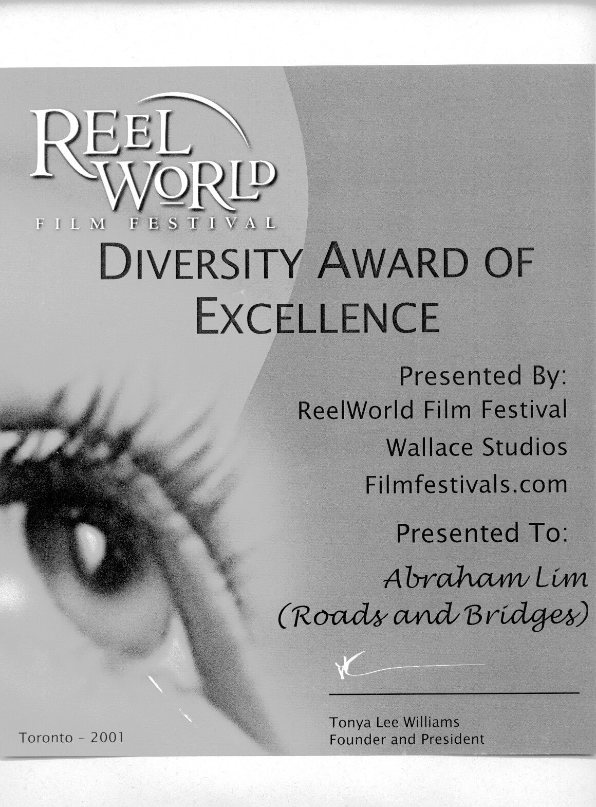 ReelWorld Film Festival Diversity Award of Excellence 2001